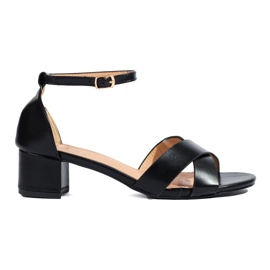 Sandalias negras de tacón bajo de Shelovet negro 1