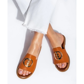 Sandalias planas mujer Shelovet camel marrón 2