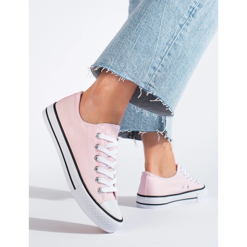 SHELOVET Deportivas bajas Vico rosa para mujer rosado 2