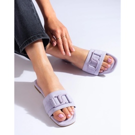 Zapatillas casa de mujer en ante morado de Shelovet violeta 4