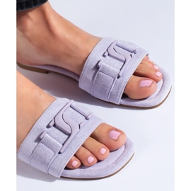 Zapatillas casa de mujer en ante morado de Shelovet púrpura 1