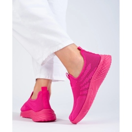 Deportivas mujer caladas fucsia Shelovet rosado 2