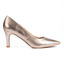 Zapatos de tacón alto Shelovet clásicos dorados para mujer 4
