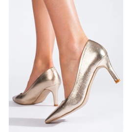 Zapatos de tacón alto Shelovet clásicos dorados para mujer 2