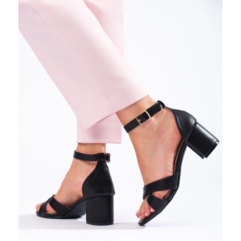 Sandalias mujer Shelovet negro tacón 1