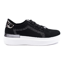 Zapatillas textiles en la plataforma Shelovet negro 2