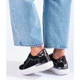 Zapatillas textiles en la plataforma Shelovet negro 4
