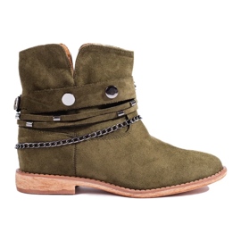Bota cowboy mujer cuña Shelovet ante verde 2