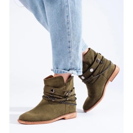 Bota cowboy mujer cuña Shelovet ante verde 3