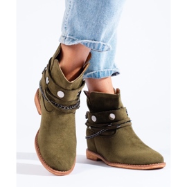 Bota cowboy mujer cuña Shelovet ante verde 4