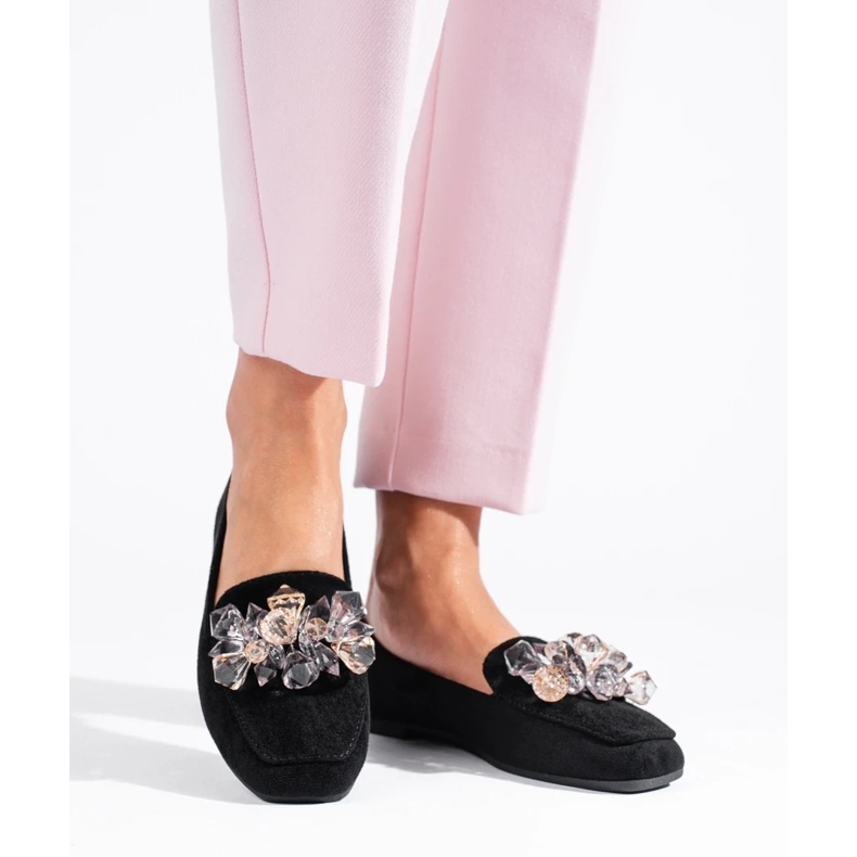 Señores de ante negro con cristales Shelovet decorativos 2