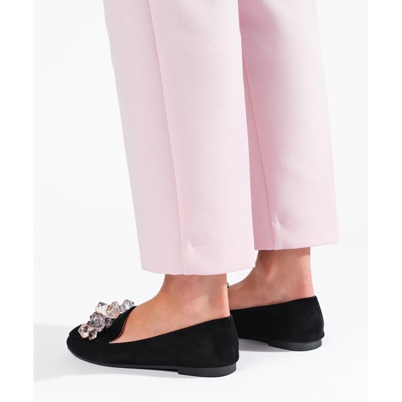 Señores de ante negro con cristales Shelovet decorativos 1