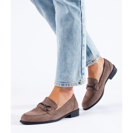 Mocasines de mujer en ante beige oscuro Shelovet 4