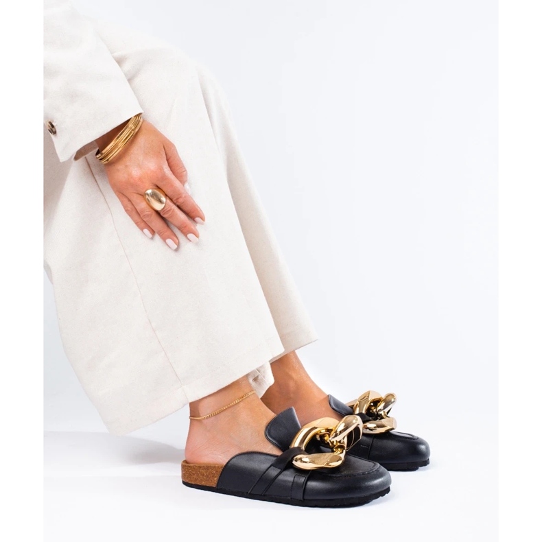 Chanclas negras con cadena Shelovet grande negro 1