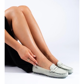 Mocasines de mujer en ante verde claro Shelovet 1