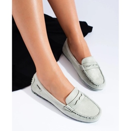 Mocasines de mujer en ante verde claro Shelovet 3