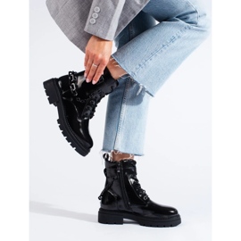 Botas de trabajo lacadas en negro con cadena Shelovet 2
