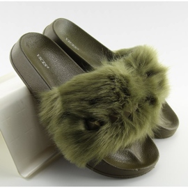 Green S37 babuchas verdes con pelo 4