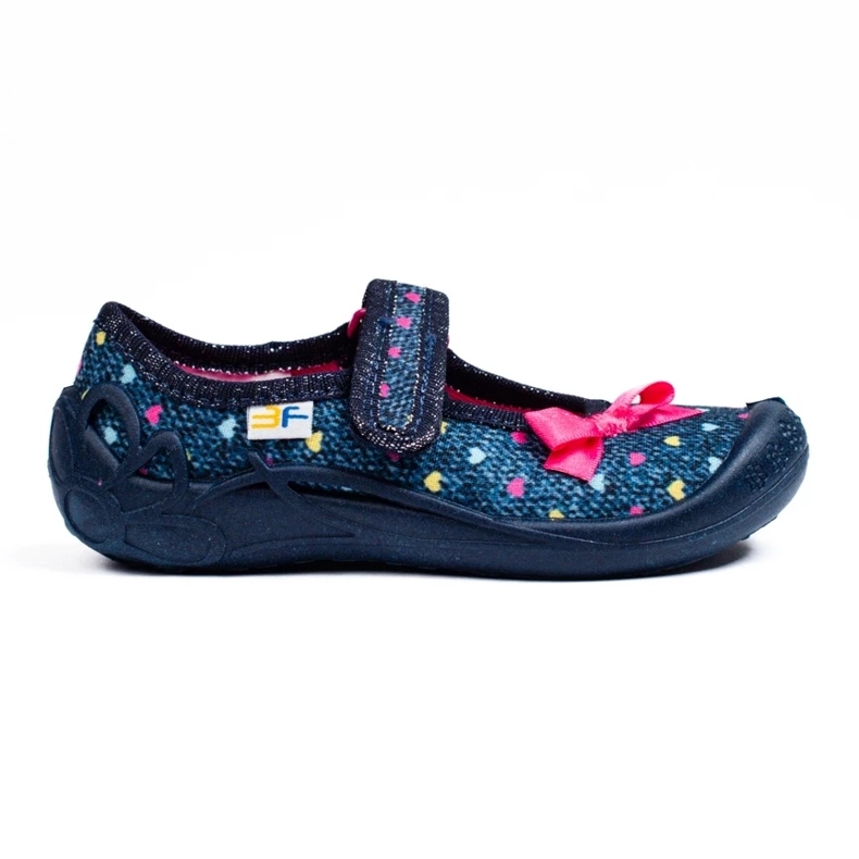 SHELOVET Zapatillas casa niña con velcro corazones 3F azul 2