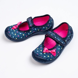 SHELOVET Zapatillas casa niña con velcro corazones 3F azul 3