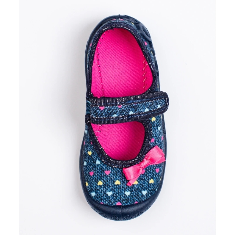 SHELOVET Zapatillas casa niña con velcro corazones 3F azul 1
