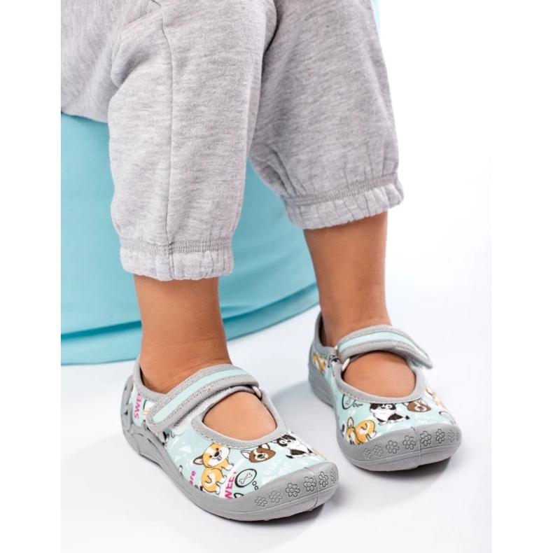 SHELOVET Pantuflas infantiles para guardería con perros 3F azul 2