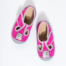 Pantuflas velcro unicornio rosa Shelovet para niña rosado 1