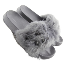 Pantuflas grises con pelo S37 gris 4