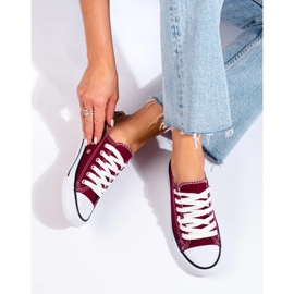 Deportivas bajas de mujer Shelovet burdeos rojo 2