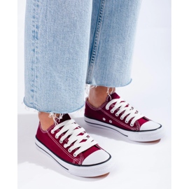 Deportivas bajas de mujer Shelovet burdeos rojo 4