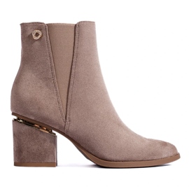 Botas mujer Shelovet de ante beige oscuro 2