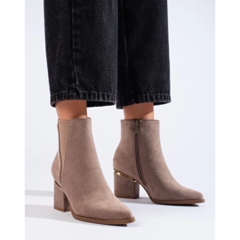 Botas mujer Shelovet de ante beige oscuro 4