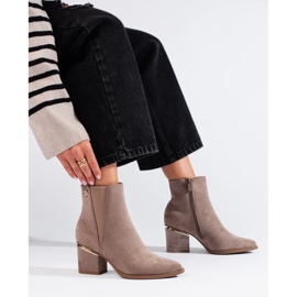 Botas mujer Shelovet de ante beige oscuro 3