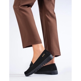 Goodin Mocasines de ante negro con suela gruesa. 4