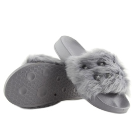 Pantuflas grises con pelo S37 gris 5