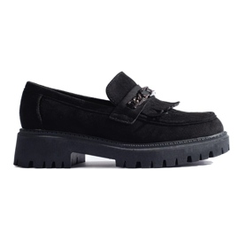 Mocasines de mujer Shelovet de ante negro 1