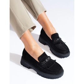 Mocasines de mujer Shelovet de ante negro 3