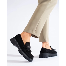 Mocasines de mujer Shelovet de ante negro 4