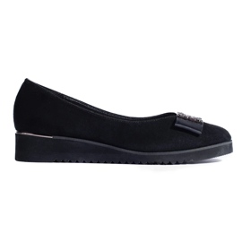 Zapatos de tacón Shelovet de ante negro con cuña baja 3