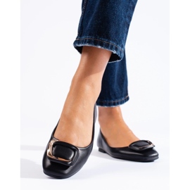 Bailarinas elegantes negras con punta cuadrada de Shelovet negro 3