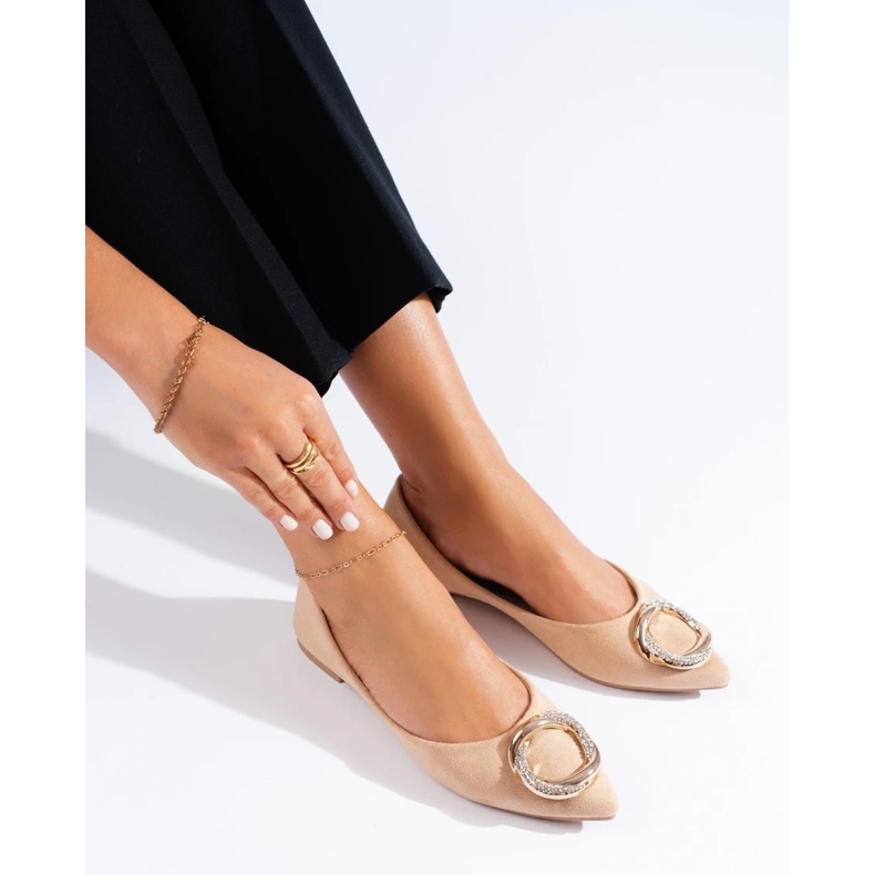 Bailarinas mujer Shelovet de ante beige 2