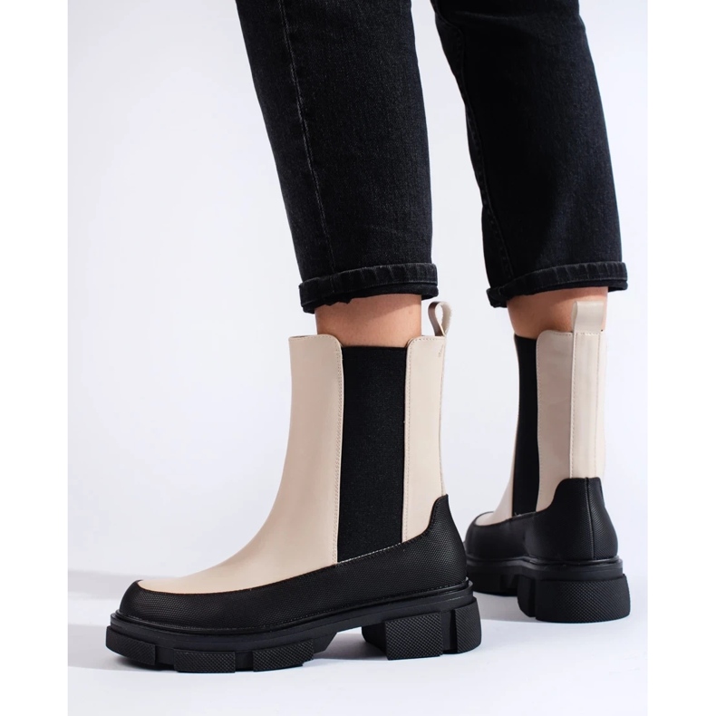 Goodin Botas altas Chelsea de mujer beige de Shelovet 1