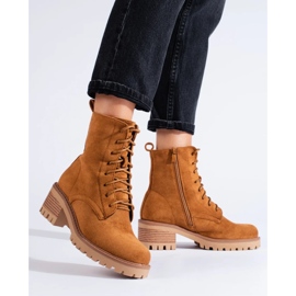 Botines con cordones de mujer Shelovet marrón 4