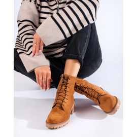 Botines con cordones de mujer Shelovet marrón 1