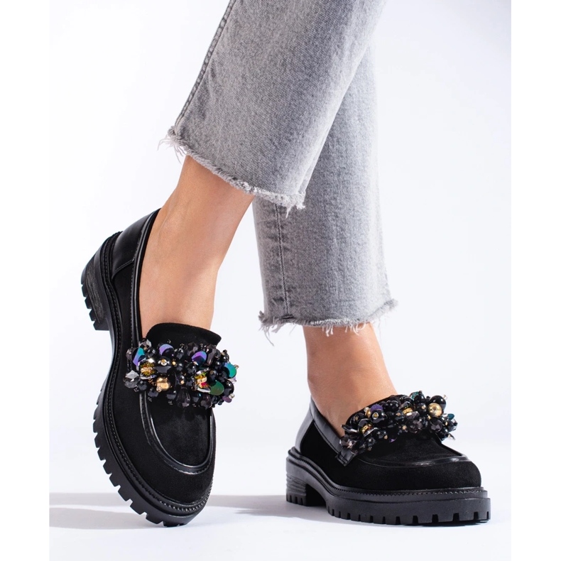 Mocasines de mujer en ante negro de Shelovet 2