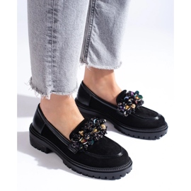 Mocasines de mujer en ante negro de Shelovet 3