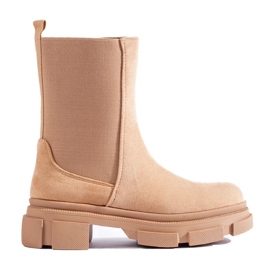 Botas Chelsea altas Shelovet de ante beige 4