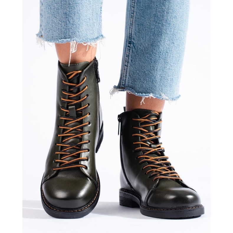 Botas con cordones de mujer Vinceza verde oscuro 2