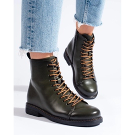 Botas con cordones de mujer Vinceza verde oscuro 4
