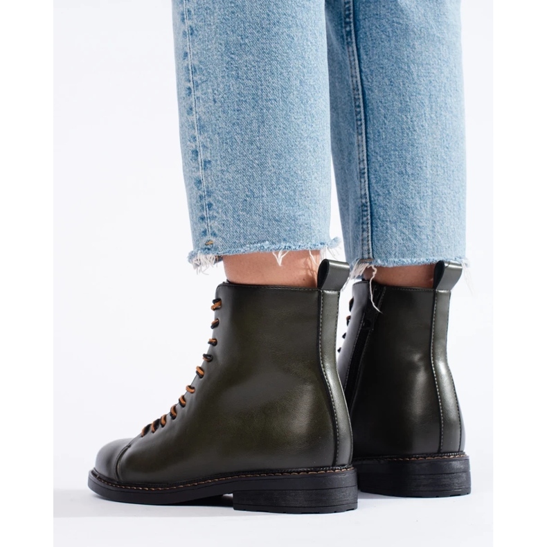 Botas con cordones de mujer Vinceza verde oscuro 1